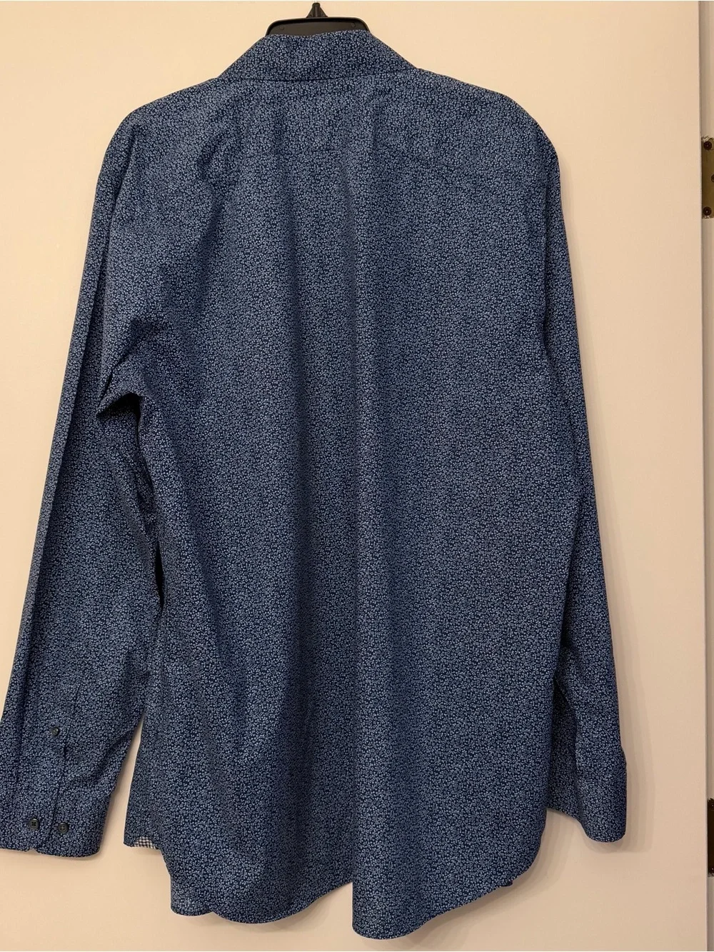 Banana Republic Navy Blue Micro-Print Long Sleeve Button-Up Shirt